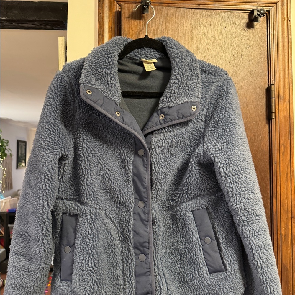 L.L. Bean Women's Slate Blue Teddy Sherpa Jacket